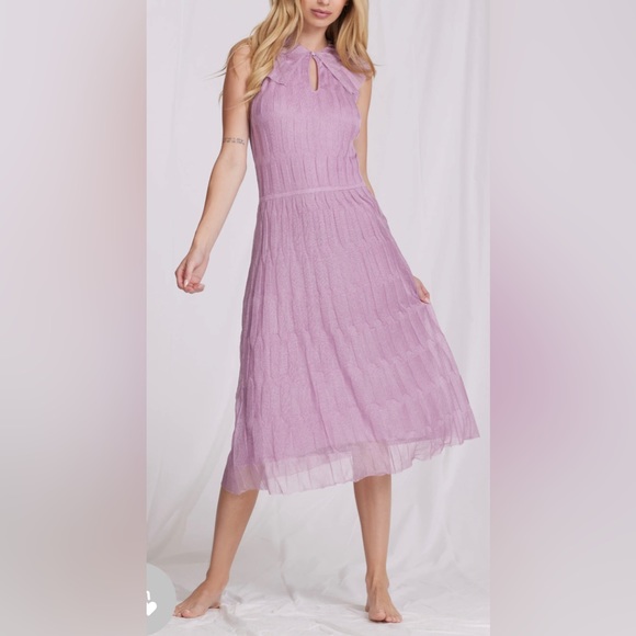 NWT MinnieRose VISCOSE RUFFLE NECK TEXTURED DRESS - Picture 3 of 9